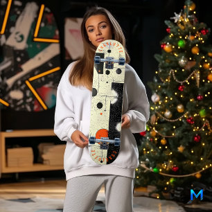 Resumen de Crema Geométrica y Skateboard Naranja