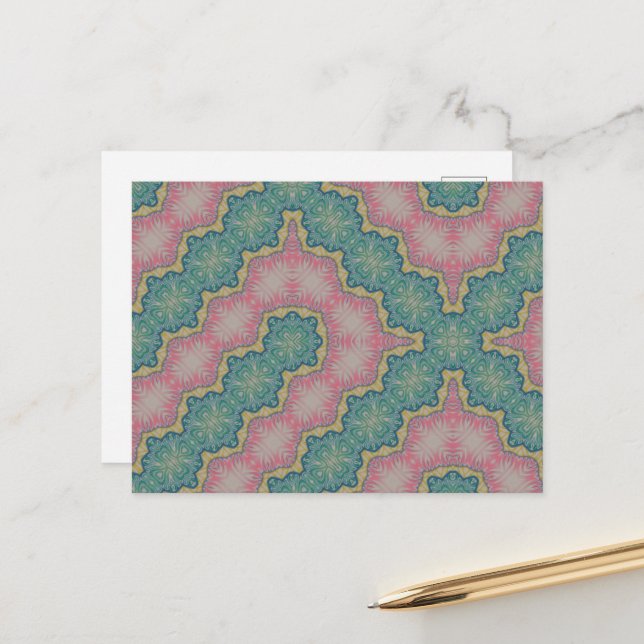 Resumen de diseño verde rosa postales (Anverso/Reverso In Situ)