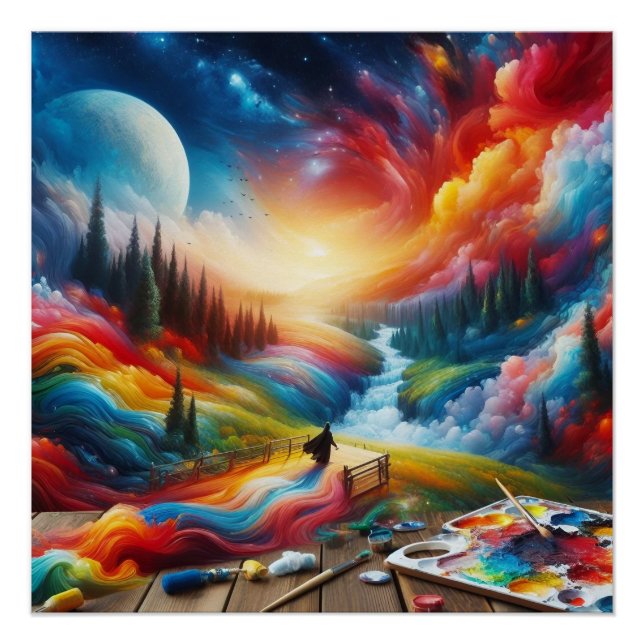 Resumen de Dreamscape: Vibrante impresión de arte  (Anverso)