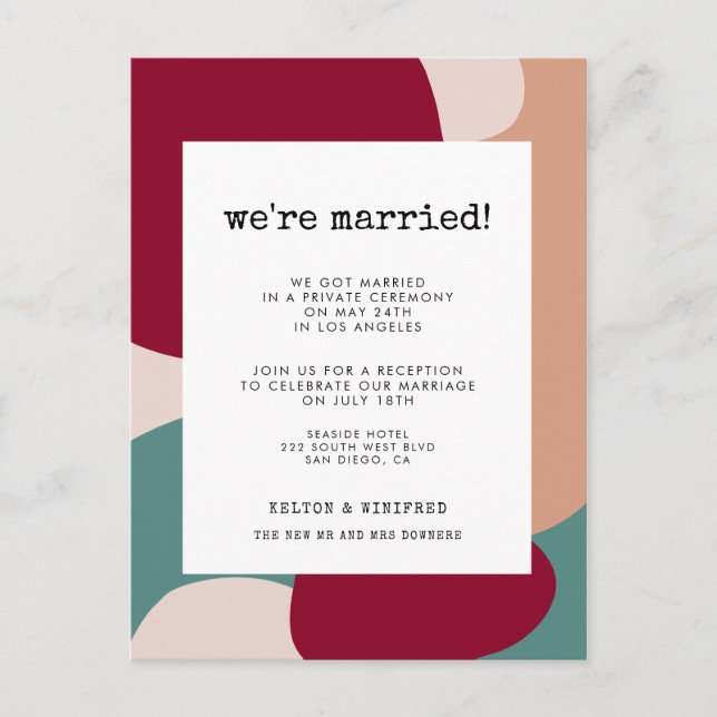 Resumen de formas invitación boda contemporánea (Anverso)