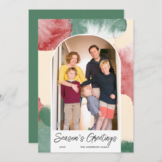 Resumen de Foto Arqueada Navidad Acuarela (Anverso / Reverso)