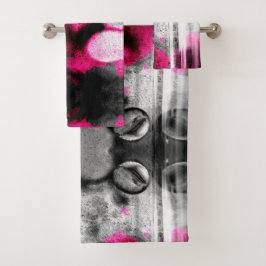 Resumen de Fuchsia, Gris y Black Grain Photo Art