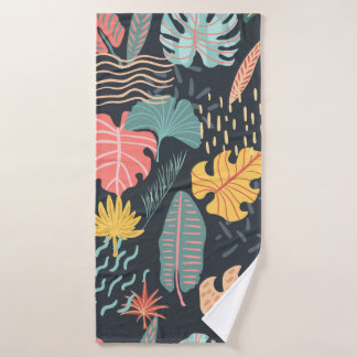 Resumen de hojas tropicales sobre fondo azul. Sell