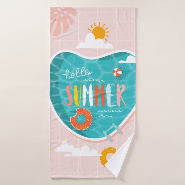 Resumen de la piscina de playa ilustracion de vera (Toalla de baño)
