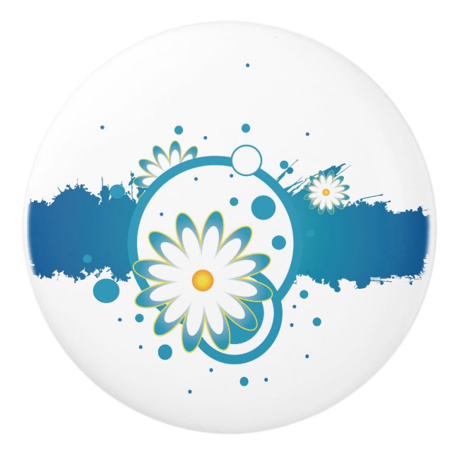 Resumen de la pomo de cerámica de la flor azul (Anverso)