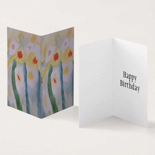 Resumen de la tarjeta de cumpleaños Daffodils (Interior y exterior)