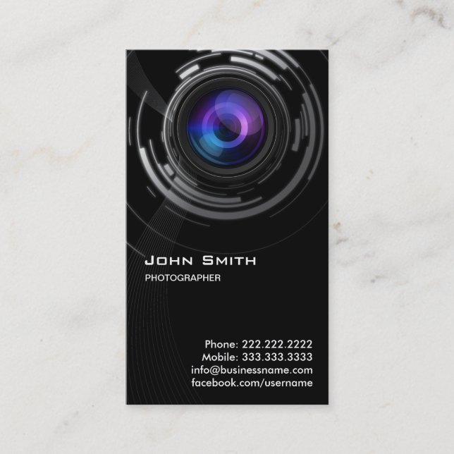 Resumen de la tarjeta de presentación del fotógraf (Anverso)