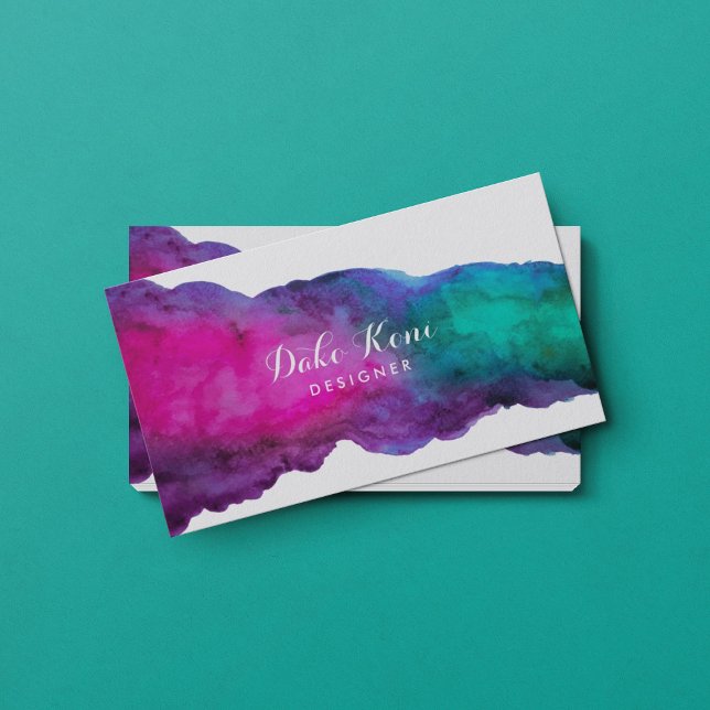 Resumen de la tarjeta de visita Magenta y acuarela (Subido por el creador)