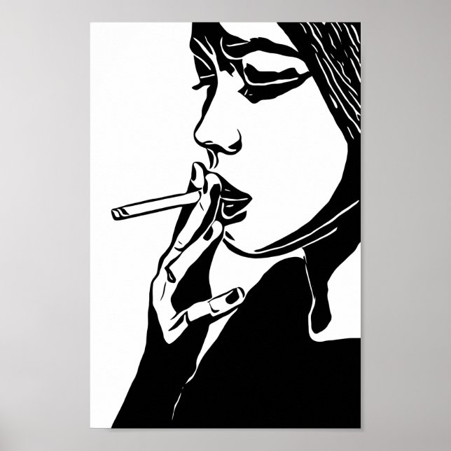 Resumen de mujeres fumando arte original en blanco (Frente)