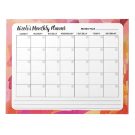 Resumen de Naranja rosa Bloc de notas del calendar