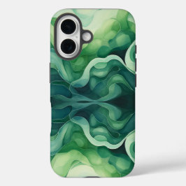 Resumen de ondas verdes Apple iPhone 16 Funda duro