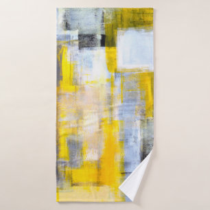 Resumen de pintura de arte abstracto gris y amaril