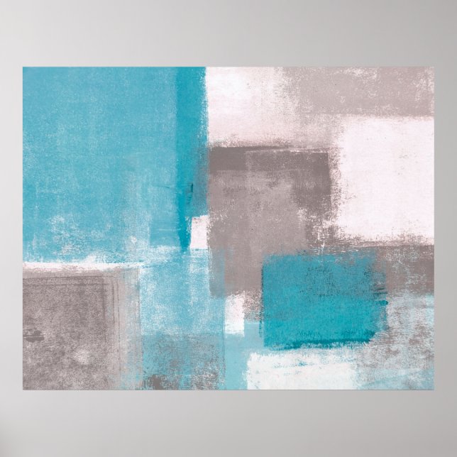 Resumen de pintura de arte gris y azul, abstracto, (Frente)