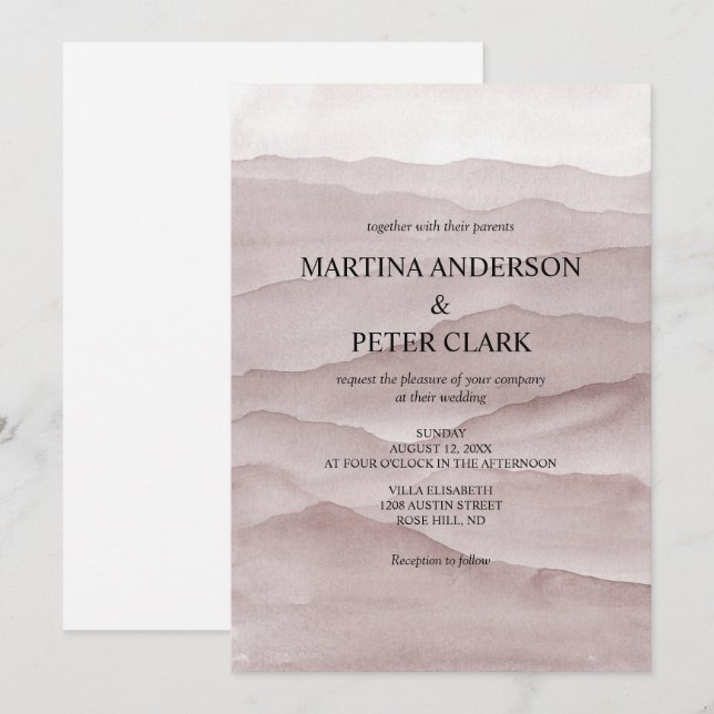 Resumen de polvorientas invitaciones a la boda en  (Anverso / Reverso)