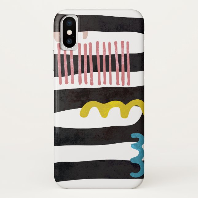 Resumen de rayas negras Funda-Mate iPhone X Funda (Reverso)