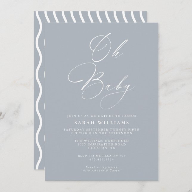 Resumen del Baby Shower moderno | Invitación (Anverso / Reverso)