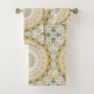 Resumen del diseño de medallón en amarillo mostaza