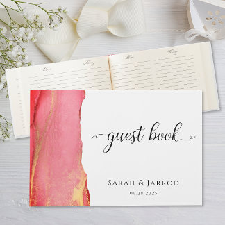 Resumen del libro de invitados de Boda rosa de cor