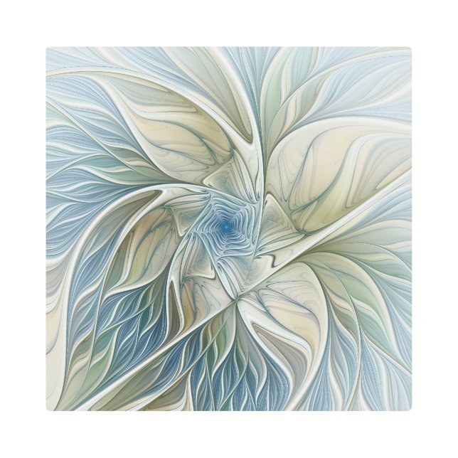 Resumen del sueño floral Arte fractal de caqui azu (Anverso)