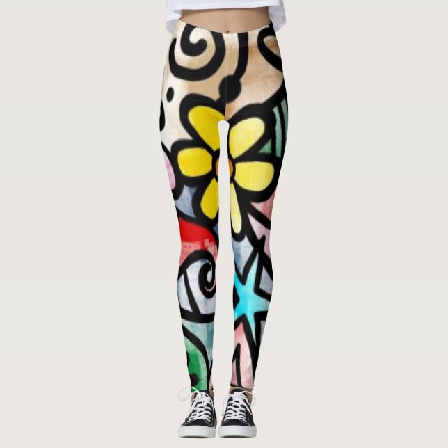 Resumen Divertido y colorido Leggings (Anverso)