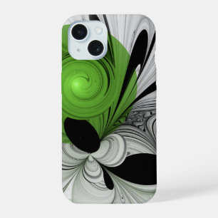 Resumen en blanco y negro con arte fractal verde