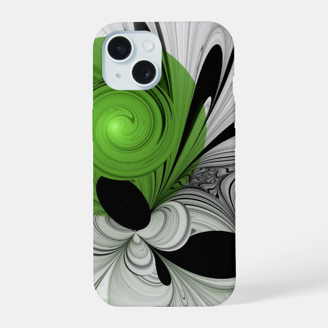 Resumen en blanco y negro con arte fractal verde (Reverso )
