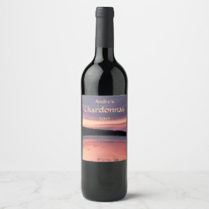 Resumen Etiqueta de vino de oleaje oceánico Sunset