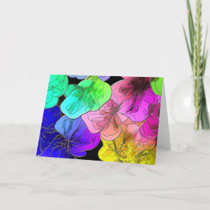 Resumen floral en tarjeta de nota de vidrio mancha