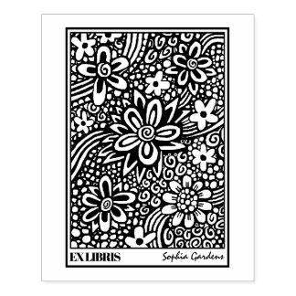 Resumen floral Ex Libris Sello de caucho