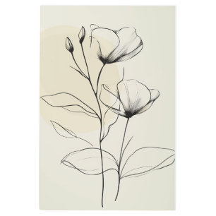 Resumen floral minimalista Línea de arte en pared