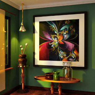 Resumen floral moderno Patrón azul rojo del arte #