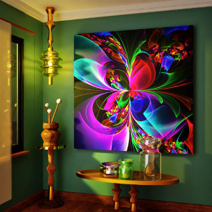 Resumen floral moderno Patrón azul rojo del arte #