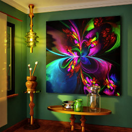 Resumen floral moderno Patrón azul rojo del arte #