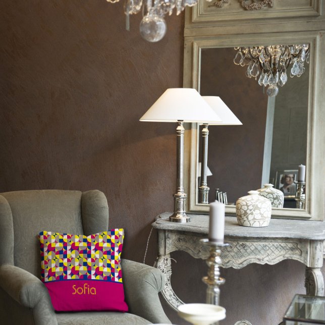 Resumen fuchsia patrón geométrico arrojar almohada (Subido por el creador)