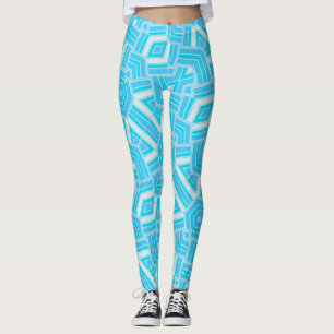 Resumen Geo Blue+White Pattern Leggings para Psyde