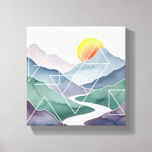 Resumen Geométrico Montaña Paisaje Pared Arte  