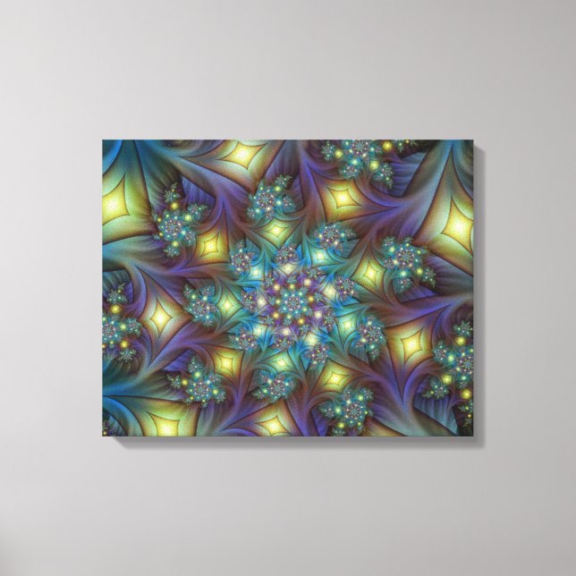 Resumen ilustrado brillante arte fractal púrpura V (Anverso)