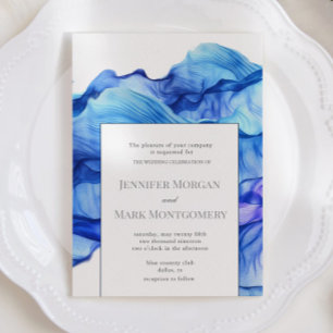 Resumen Invitación a la boda azul de seda