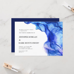 Resumen Invitación a la boda azul de seda