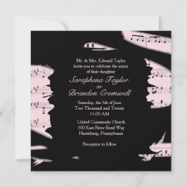 Resumen Invitación a la boda musical negra y rosa