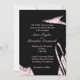 Resumen Invitación a la boda musical negra y rosa