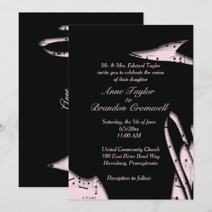 Resumen Invitación a la boda musical negra y rosa