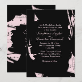 Resumen Invitación a la boda musical negra y rosa