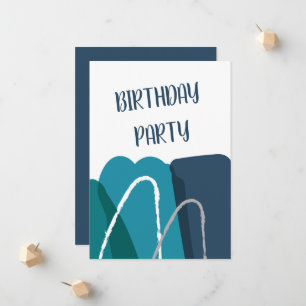 Resumen Invitación de cumpleaños azul moderno
