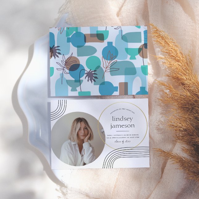 Resumen | Invitación de graduación de fotos azules (Subido por el creador)