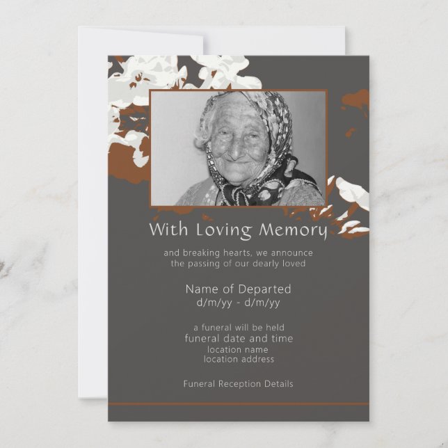 Resumen Invitación funeraria floral personalizada (Anverso)