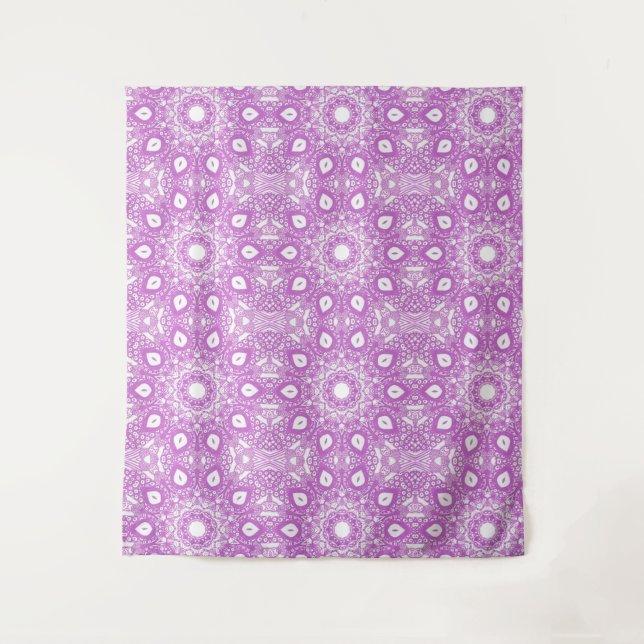 Resumen Lavender White Kaleidoscope Tapiz de pared (Anverso)