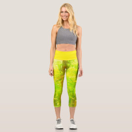 Resumen Lime Green & Yellow Capri Leggings