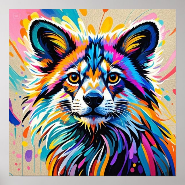 Resumen lindo divertido diseño de arte animal feli (Frente)