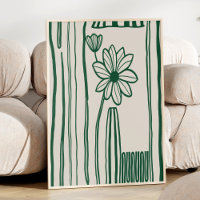 Resumen Línea Floral Arte Verde Trendy Botánica